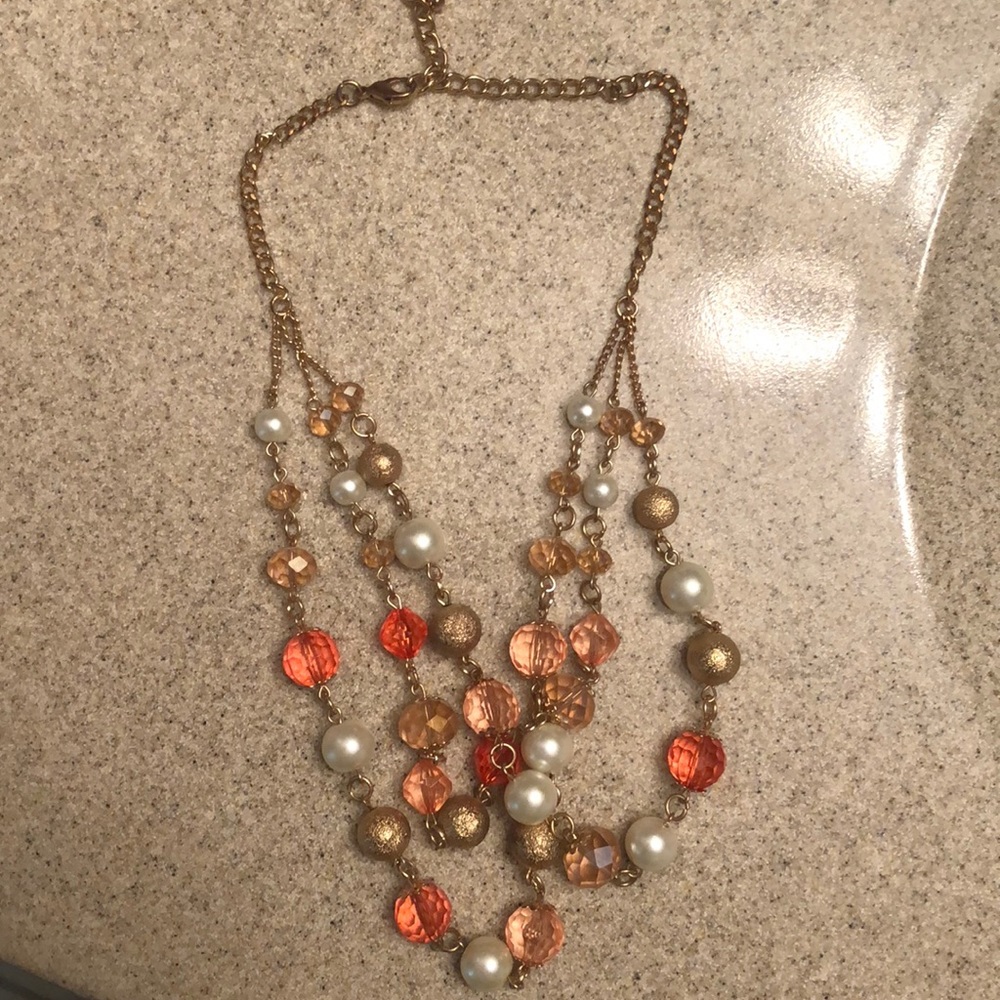 Worn once! Gold and coral chunky necklace
